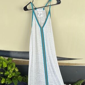 Prisa White Dress with Blue Accents